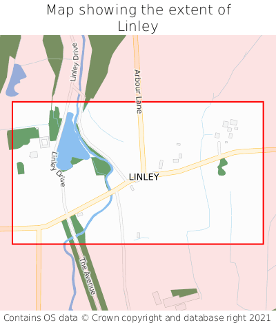 Map showing extent of Linley as bounding box