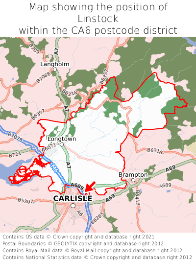 Map showing location of Linstock within CA6