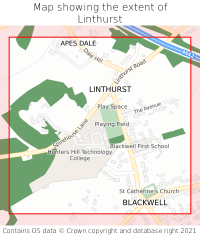 Map showing extent of Linthurst as bounding box