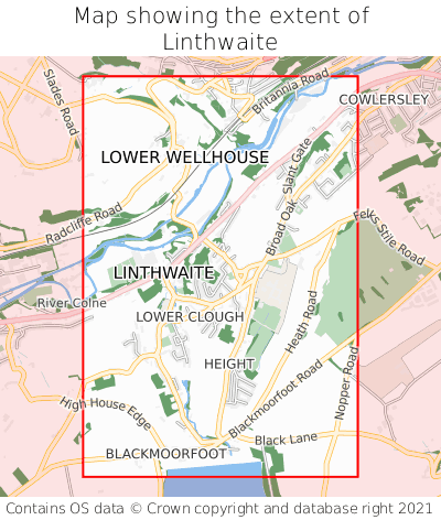 Map showing extent of Linthwaite as bounding box