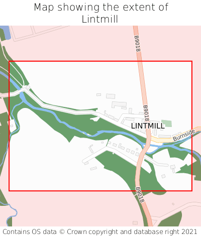 Map showing extent of Lintmill as bounding box