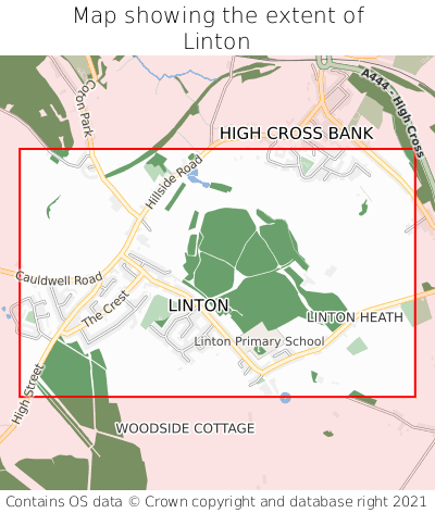 Map showing extent of Linton as bounding box