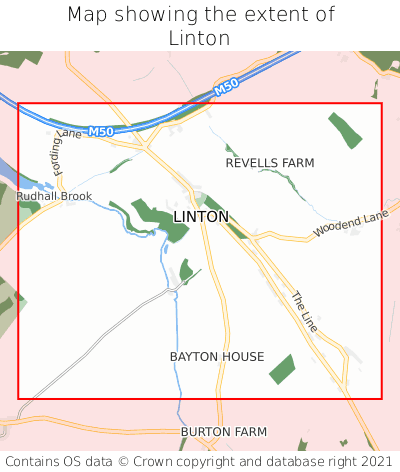 Map showing extent of Linton as bounding box