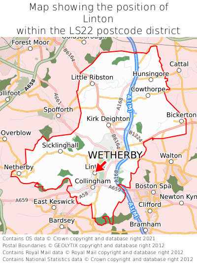 Map showing location of Linton within LS22