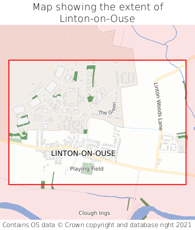 Map showing extent of Linton-on-Ouse as bounding box