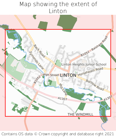 Map showing extent of Linton as bounding box