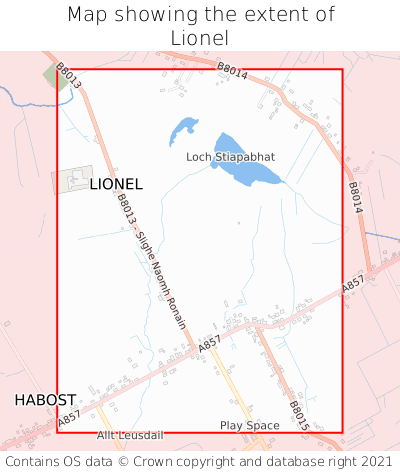 Map showing extent of Lionel as bounding box
