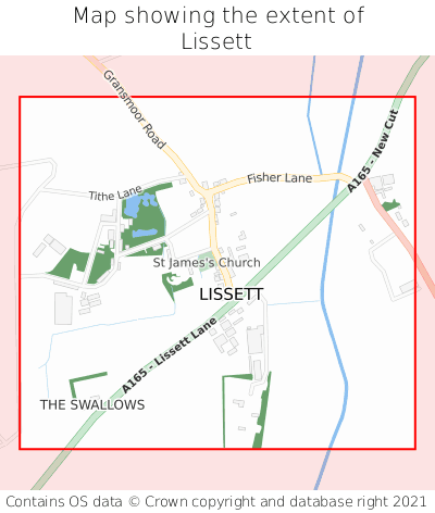 Map showing extent of Lissett as bounding box