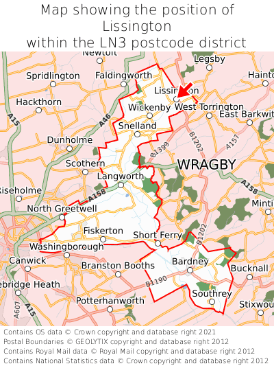 Map showing location of Lissington within LN3