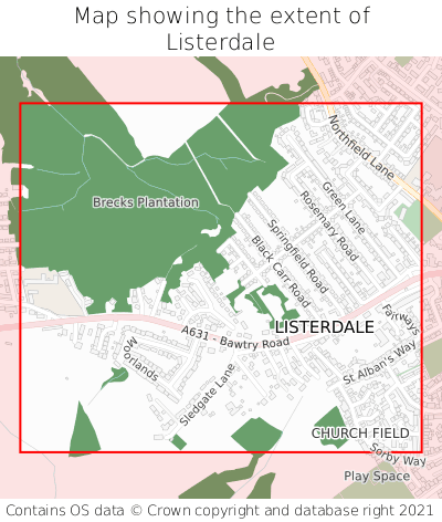 Map showing extent of Listerdale as bounding box