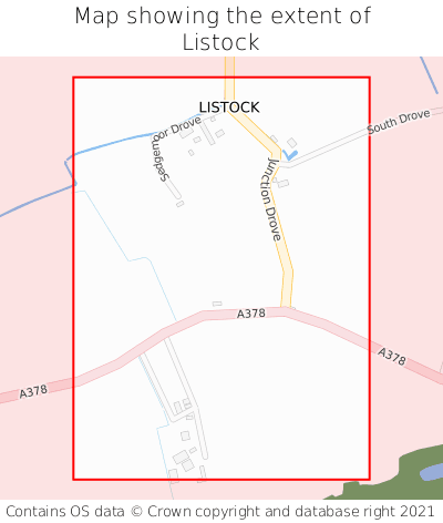Map showing extent of Listock as bounding box