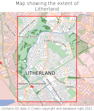 Map showing extent of Litherland as bounding box