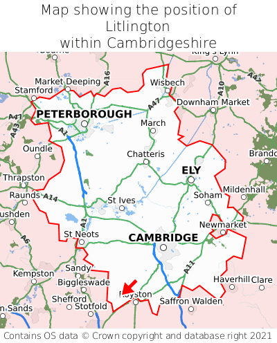 Map showing location of Litlington within Cambridgeshire