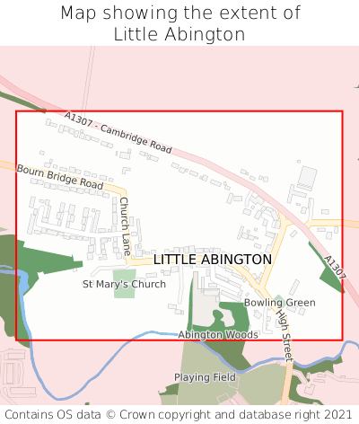Map showing extent of Little Abington as bounding box