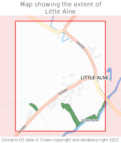 Map showing extent of Little Alne as bounding box