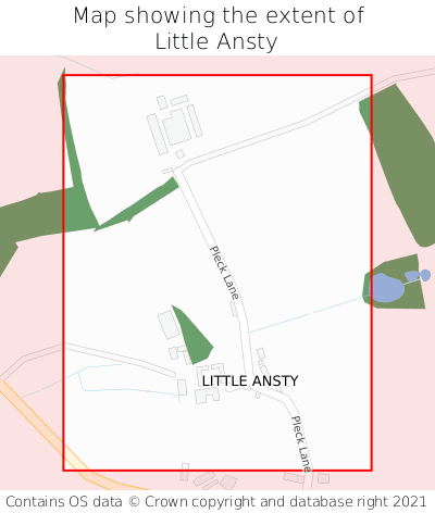 Map showing extent of Little Ansty as bounding box