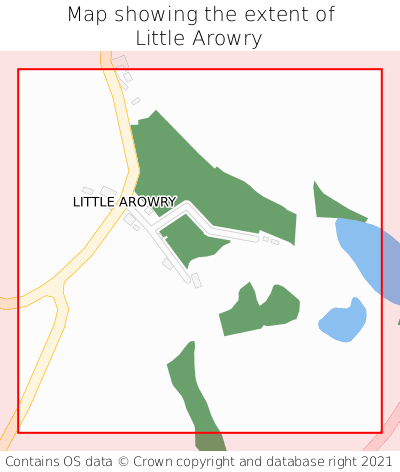 Map showing extent of Little Arowry as bounding box