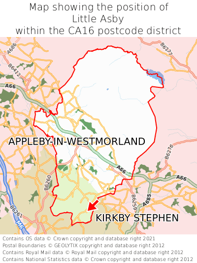 Map showing location of Little Asby within CA16