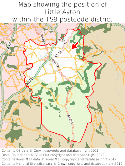 Map showing location of Little Ayton within TS9