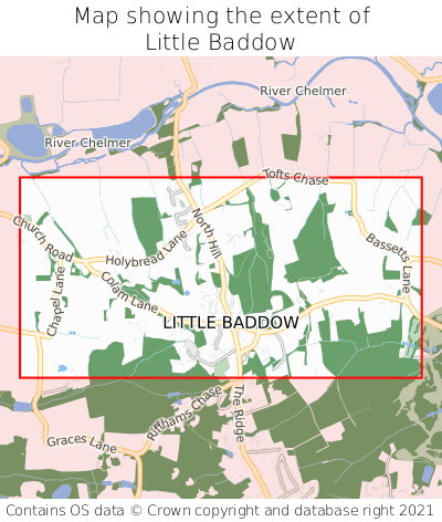 Map showing extent of Little Baddow as bounding box