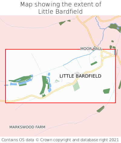 Map showing extent of Little Bardfield as bounding box