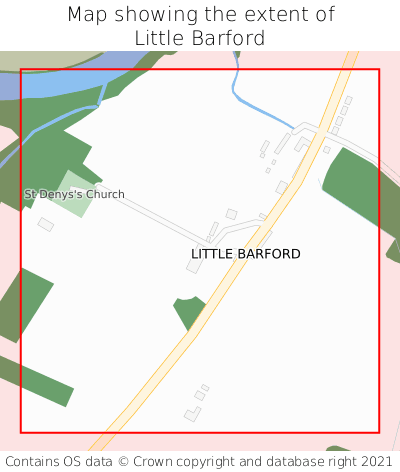 Map showing extent of Little Barford as bounding box