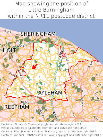 Map showing location of Little Barningham within NR11
