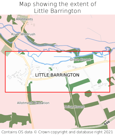 Map showing extent of Little Barrington as bounding box