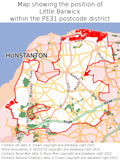 Map showing location of Little Barwick within PE31
