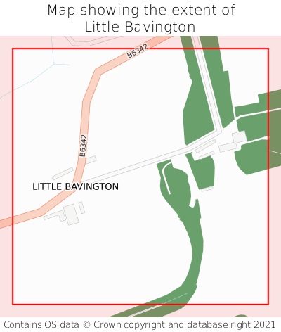 Map showing extent of Little Bavington as bounding box