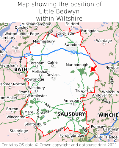 Map showing location of Little Bedwyn within Wiltshire