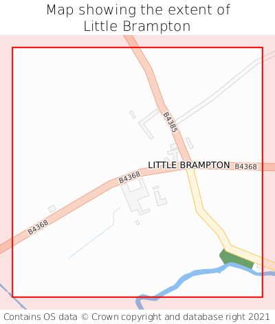 Map showing extent of Little Brampton as bounding box