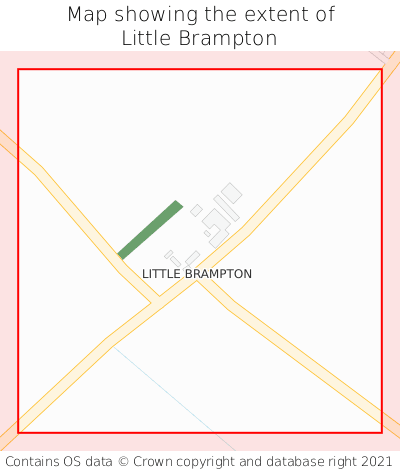 Map showing extent of Little Brampton as bounding box