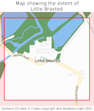 Map showing extent of Little Braxted as bounding box