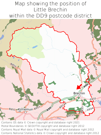 Map showing location of Little Brechin within DD9