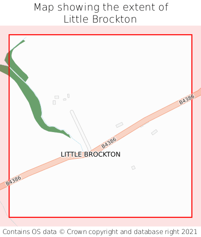 Map showing extent of Little Brockton as bounding box