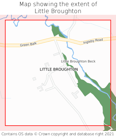 Map showing extent of Little Broughton as bounding box