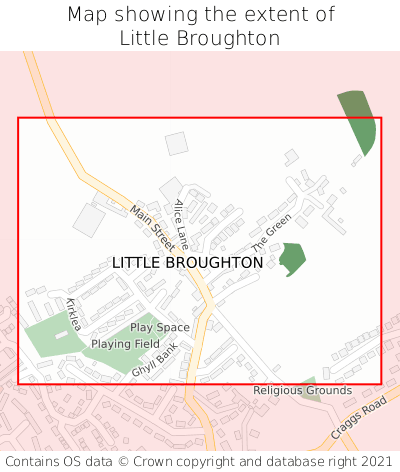 Map showing extent of Little Broughton as bounding box