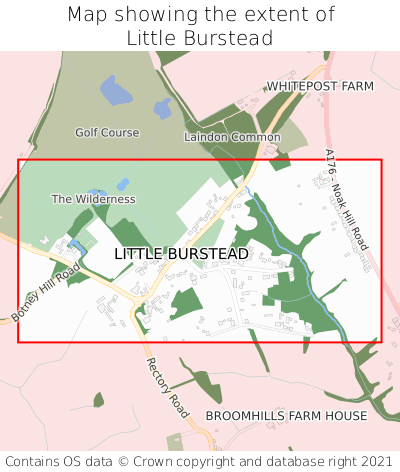 Map showing extent of Little Burstead as bounding box