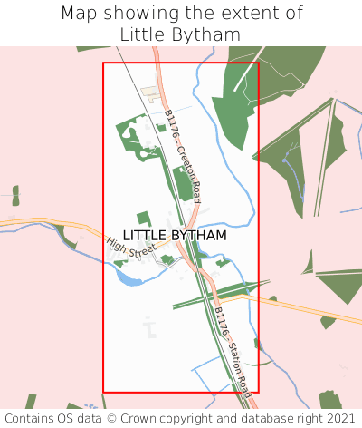 Map showing extent of Little Bytham as bounding box