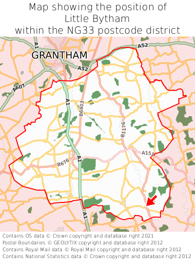 Map showing location of Little Bytham within NG33