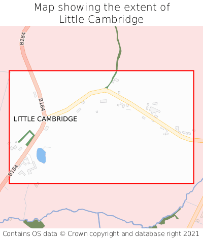 Map showing extent of Little Cambridge as bounding box