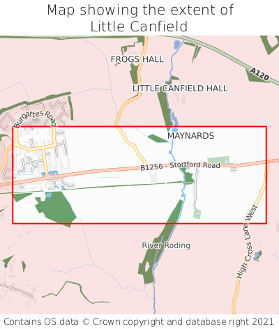 Map showing extent of Little Canfield as bounding box