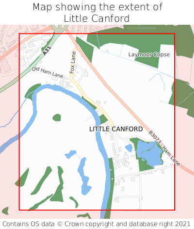 Map showing extent of Little Canford as bounding box