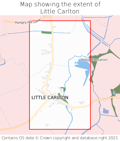 Map showing extent of Little Carlton as bounding box