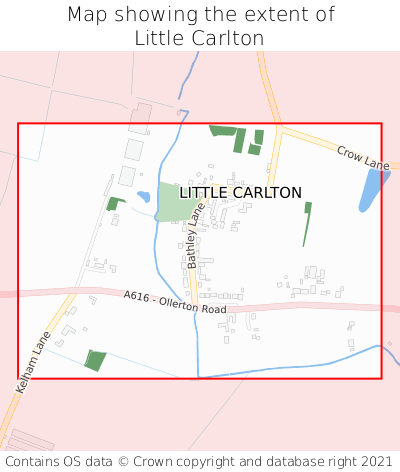 Map showing extent of Little Carlton as bounding box