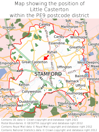 Map showing location of Little Casterton within PE9