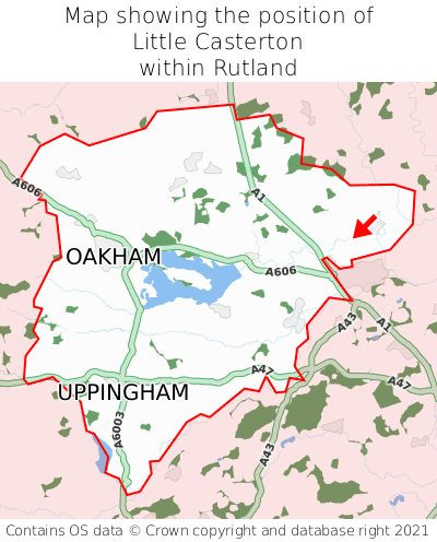 Map showing location of Little Casterton within Rutland