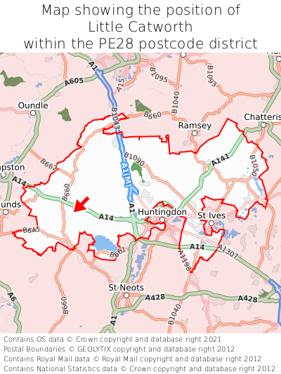 Map showing location of Little Catworth within PE28