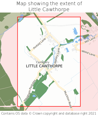 Map showing extent of Little Cawthorpe as bounding box